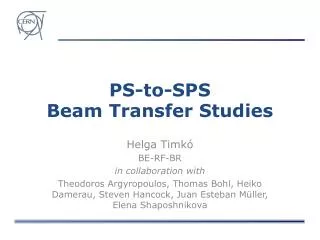 PS-to-SPS Beam Transfer Studies