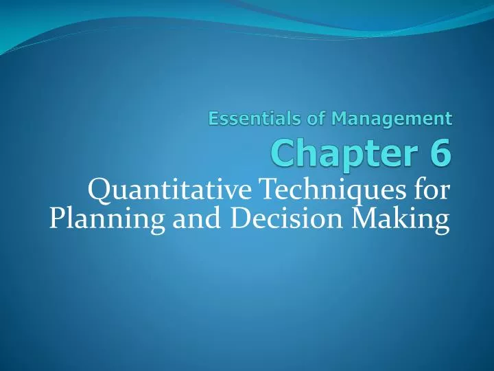 essentials of management chapter 6