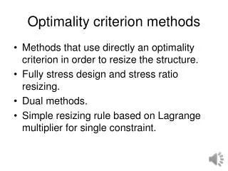 Optimality criterion methods