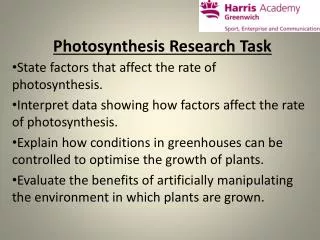 Photosynthesis Research Task
