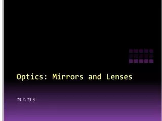 Optics: Mirrors and Lenses