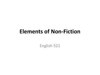 Elements of Non-Fiction