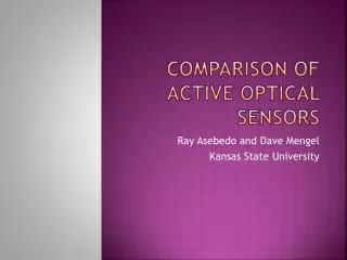 Comparison of Active Optical Sensors
