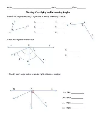 naming classifying and measuring angles