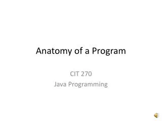 Anatomy of a Program