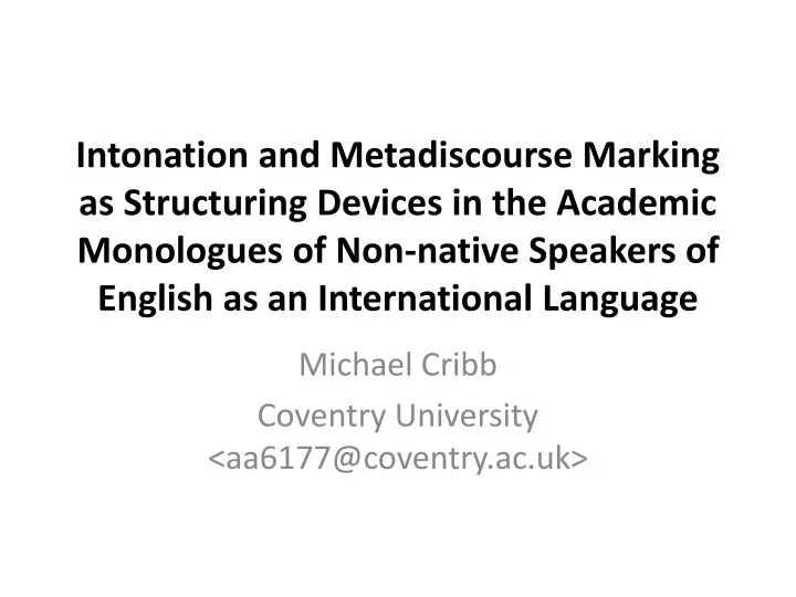 michael cribb coventry university aa6177@coventry ac uk