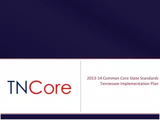 2013-14 Common Core State Standards Tennessee Implementation Plan