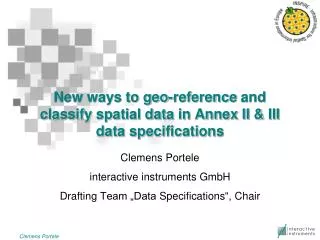 New ways to geo-reference and classify spatial data in Annex II &amp; III data specifications