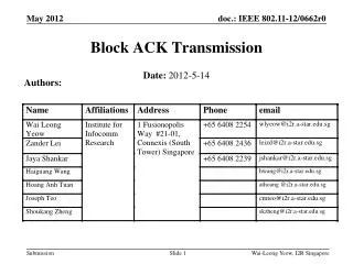 Block ACK Transmission