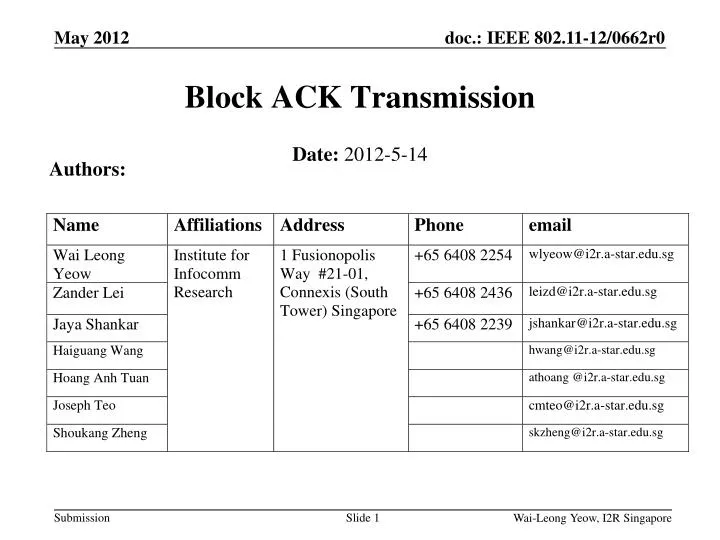 block ack transmission