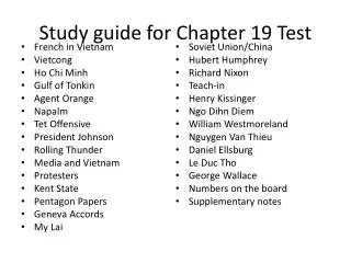 Study guide for Chapter 19 Test