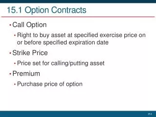 15.1 Option Contracts