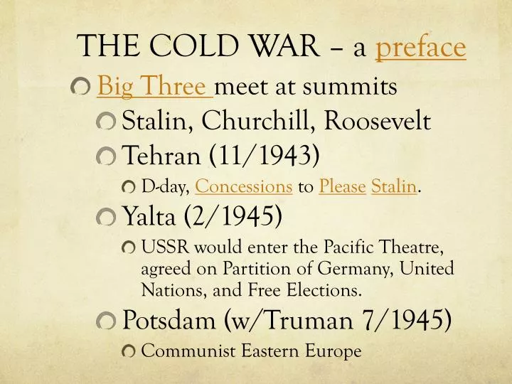 the cold war a preface