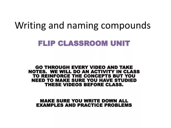 writing and naming compounds
