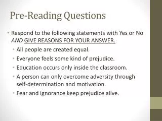 Pre-Reading Questions