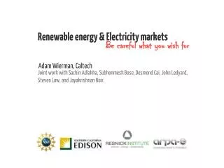 Renewable energy &amp; Electricity markets