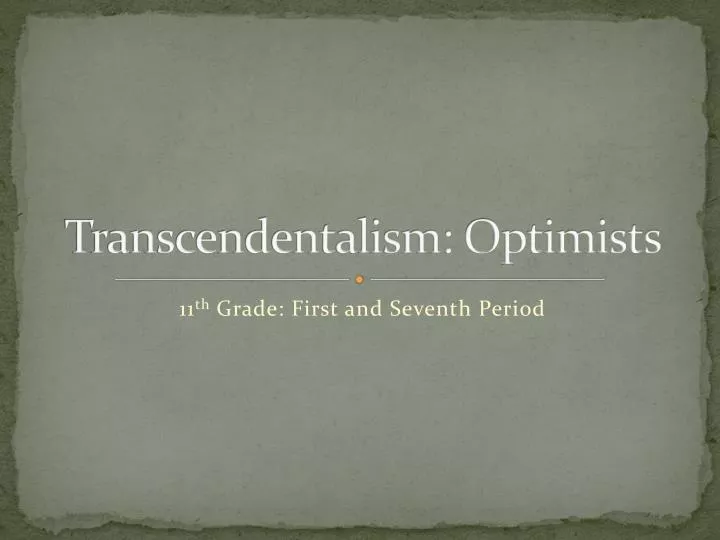 transcendentalism optimists