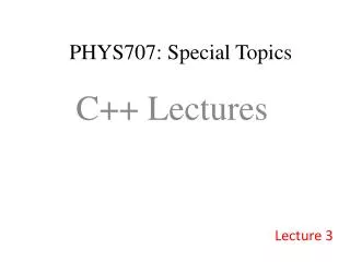 PHYS707: Special Topics
