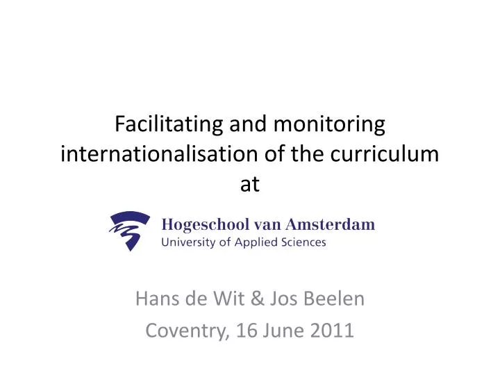 facilitating and monitoring internationalisation of the curriculum at