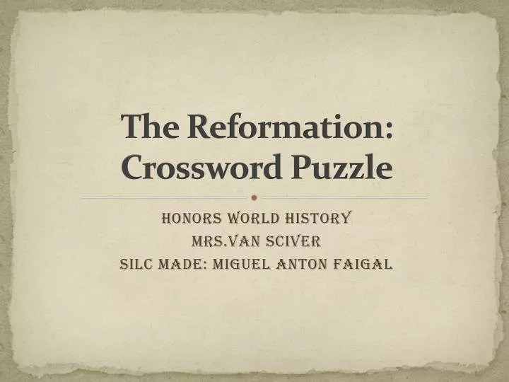 the reformation crossword puzzle