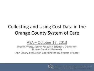 Collecting and Using Cost Data in the Orange County System of Care