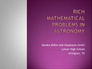 rich mathematical problems in astronomy