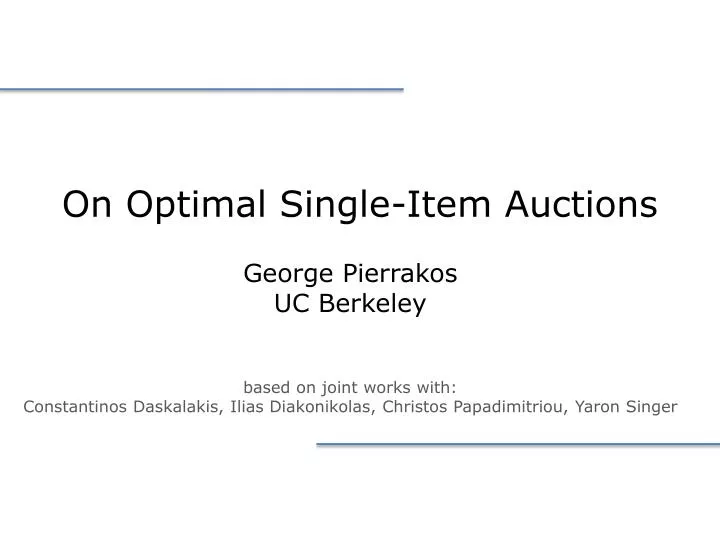 on optimal single item auctions