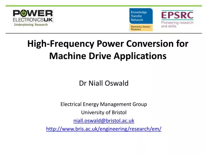 high frequency power conversion for machine drive applications