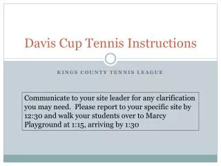 Davis Cup Tennis Instructions