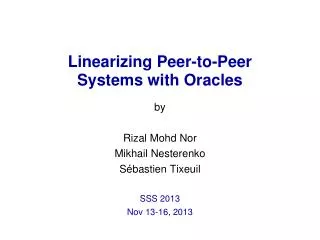 Linearizing Peer-to-Peer Systems with Oracles