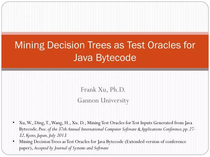 mining decision trees as test oracles for java bytecode
