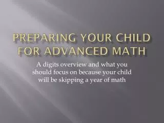 Preparing your child for advanced math