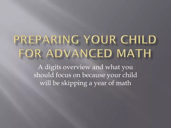 preparing your child for advanced math