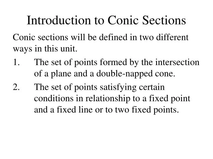 introduction to conic sections