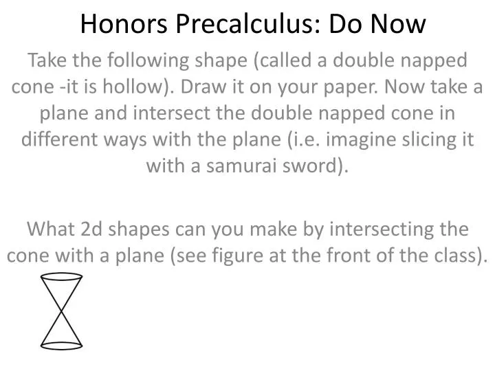 honors p recalculus do now
