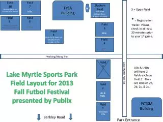 Lake Myrtle Sports Park Field Layout for 2013 Fall Futbol Festival presented by Publix