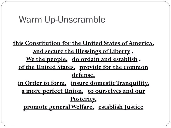 warm up unscramble