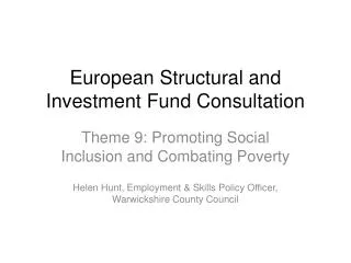 European Structural and Investment Fund Consultation