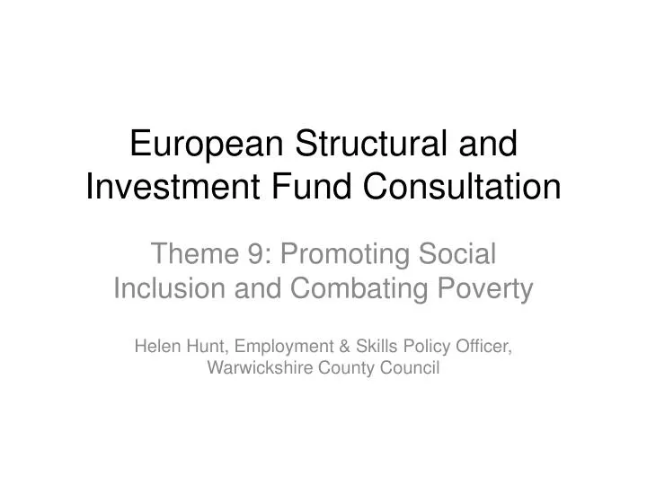 european structural and investment fund consultation