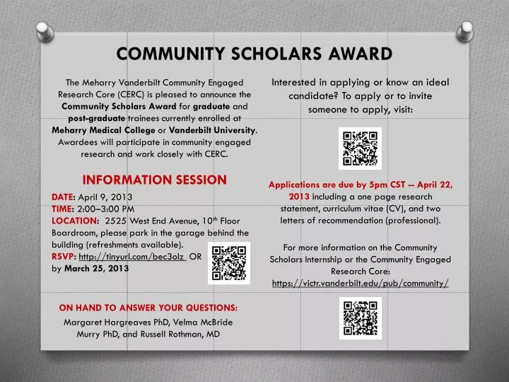 community scholars award
