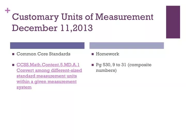 customary units of measurement december 11 2013