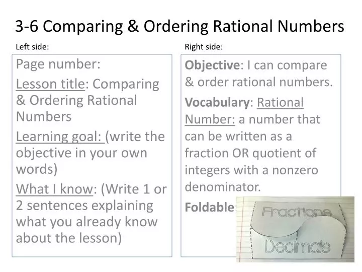3 6 comparing ordering rational numbers