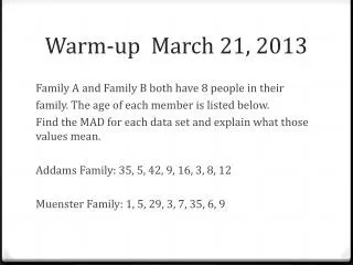 Warm-up March 21, 2013