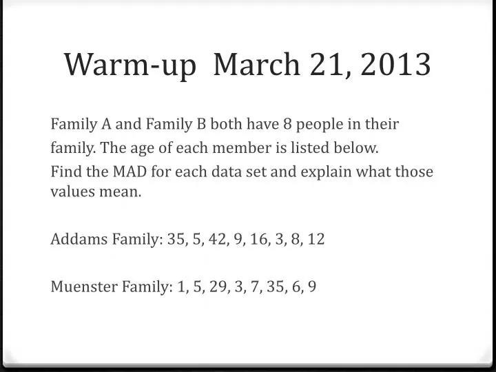 warm up march 21 2013