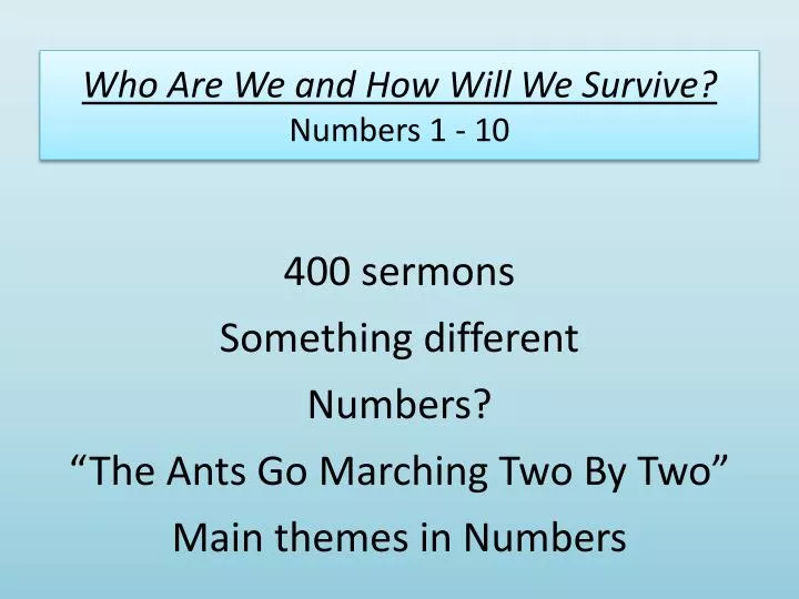 who are we and how will we survive numbers 1 10