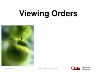 Viewing Orders