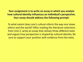 Requirements for Synthesis Essay: Typed , double-spaced, 12-point font