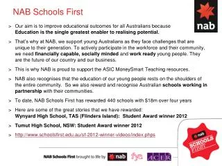 NAB Schools First