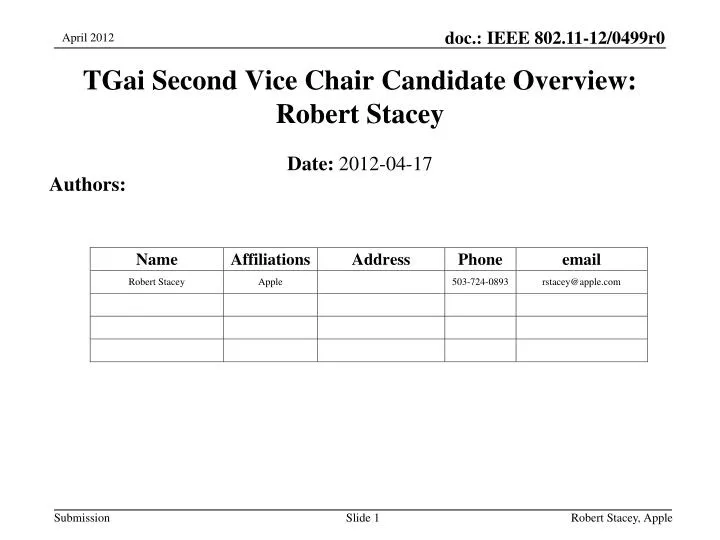 tgai second vice chair candidate overview robert stacey