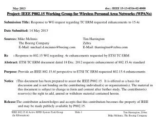 Project: IEEE P802.15 Working Group for Wireless Personal Area Networks (WPANs)